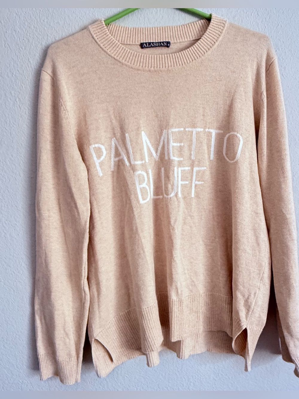 Alashan Cotton Cashmere Blend “Palmetto Bluff” Knit Sweater Crewneck Beige Sz M